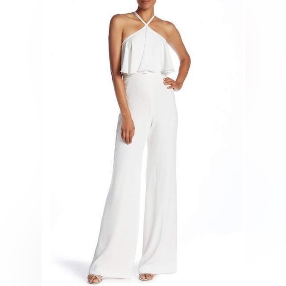 Jay Godfrey Halter Ruffle Jumpsuit in White NWT Size 10